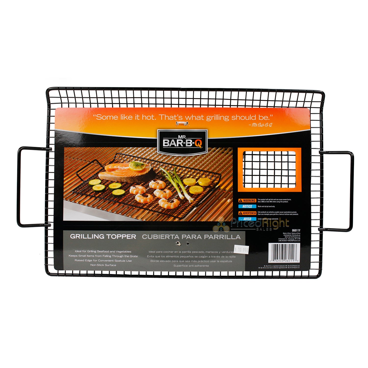 Mr Bar-B-Q Grilling Topper Cooking Grid Non-Stick With Handles 15 x 10 Inch