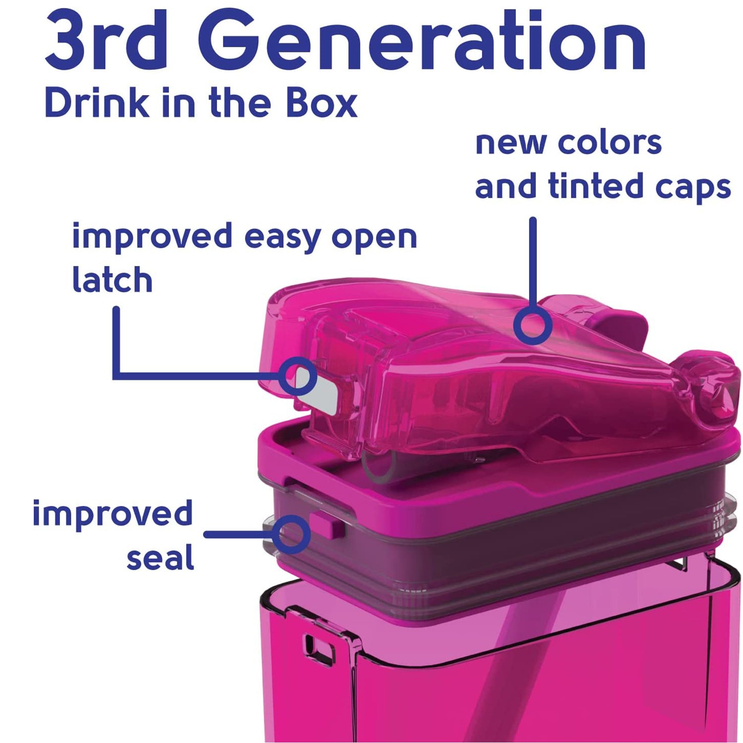 Kitchen Innovations Refillable Drink In The Box Anti-Leak BPA Free Pink 8 Oz