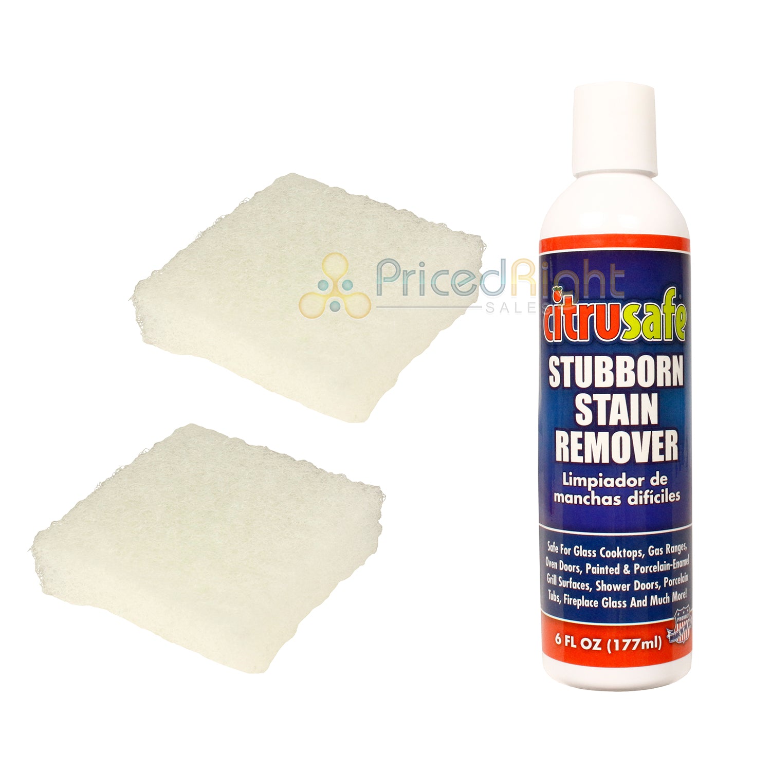 Citrusafe Stubborn Stain Remover Grill Cleaner with 2 Scrubber Pads 6 Fl Oz