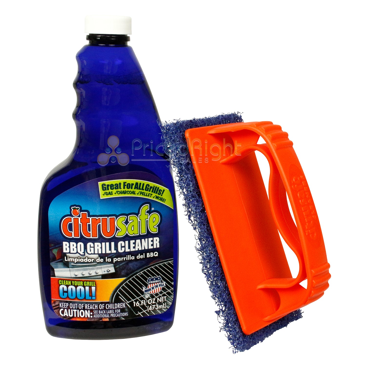 Citrusafe Basic Grill Care Kit Scrubber & Non-Toxic Cleaning Spray 16 Fl Oz