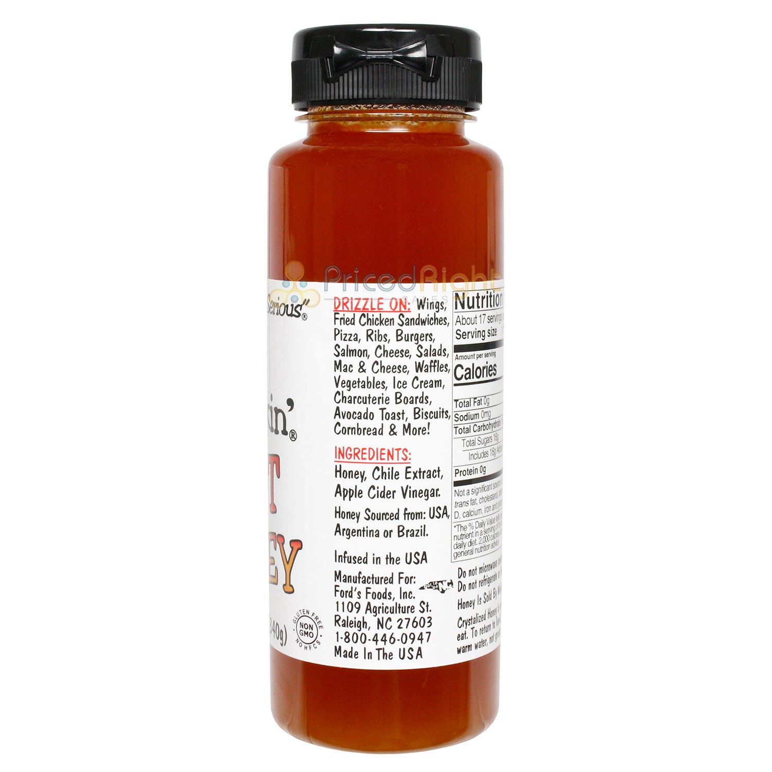 Bone Suckin' Extra Hot Honey Condiment Gluten Free Non GMO No HFCS 12 Ounce