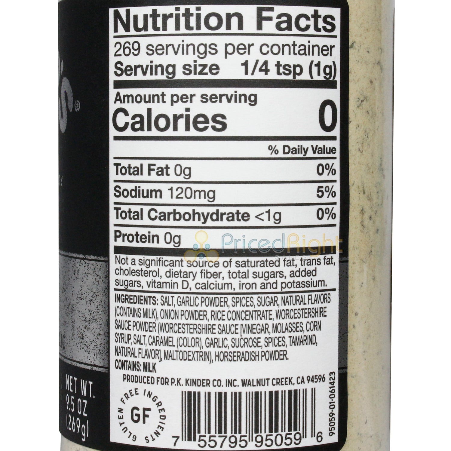 Kinder's Creamy Steakhouse Seasoning Horseradish & Garlic Gluten Free 9.5 Oz