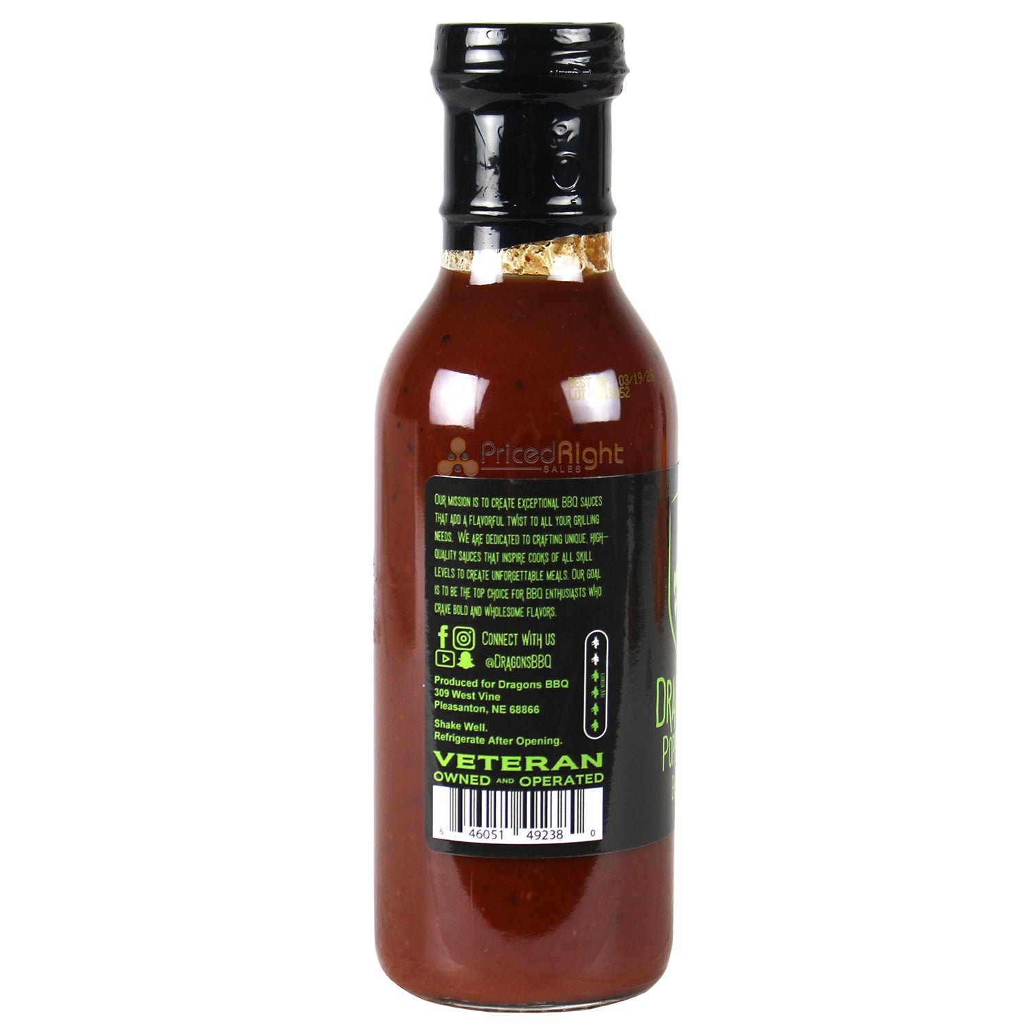 Dragons BBQ Poppin Jalapeno Barbecue Sauce 12 oz Medium Heat Smokey Sweet Flavor