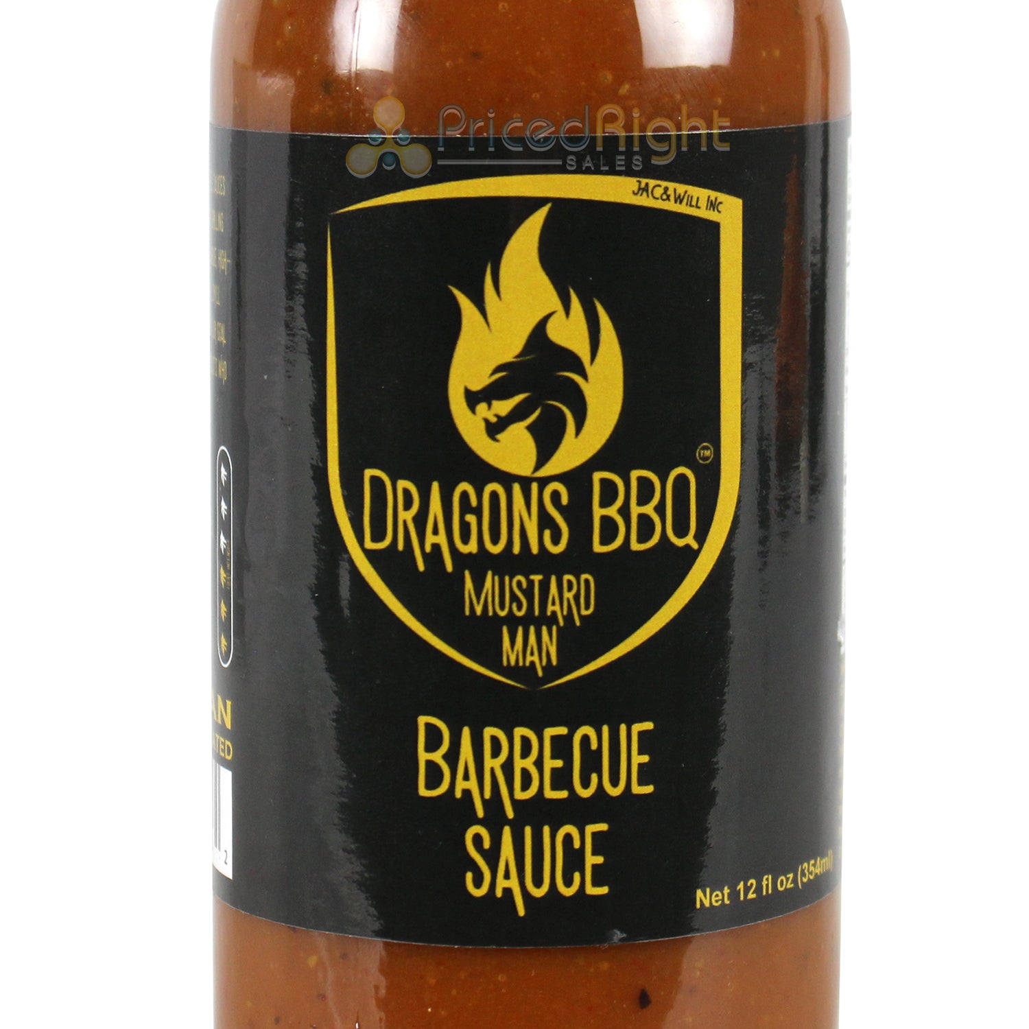 Dragons BBQ Mustard Man Barbecue Sauce Tangy Spicy 12 Oz Bottle Medium Heat