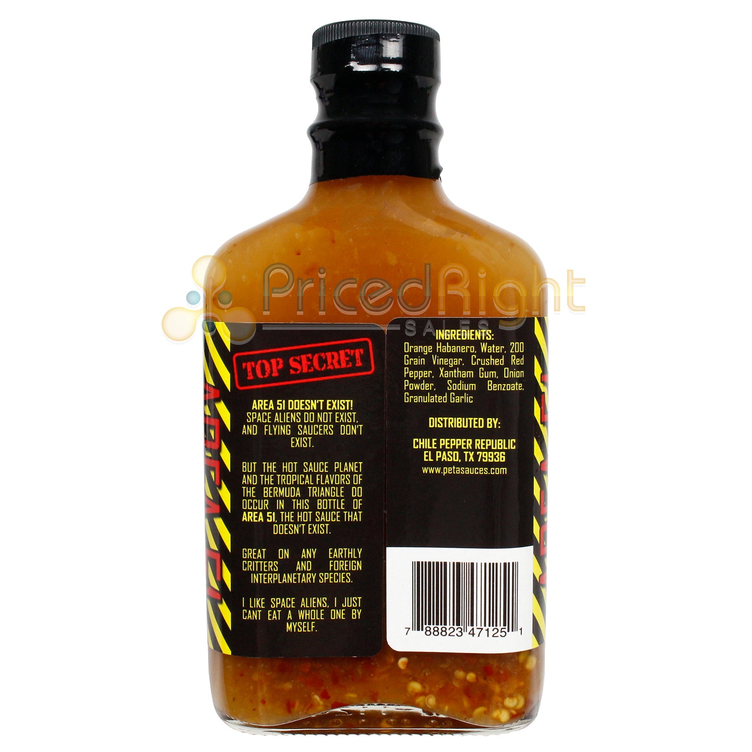 Area 51 The Hot Sauce That Doesn't Exist 8 out of 10 Heat Rating 6.75 Fluid Oz