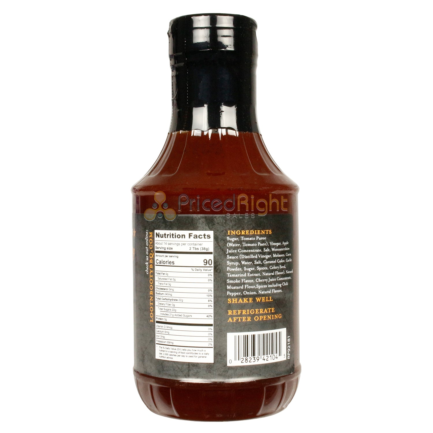 Loot N' Booty BBQ Apple Cherry BBQ Sauce Sweet and Smoky Gluten Free 20 Ounce