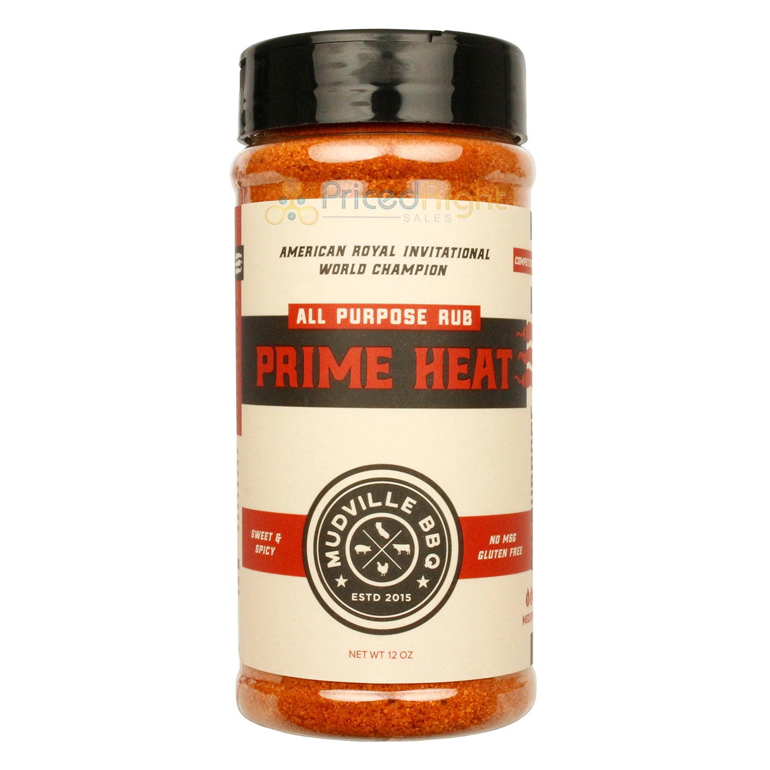 Mudville BBQ Prime Heat All Purpose Rub Sweet & Spicy No MSG Gluten Free 12oz