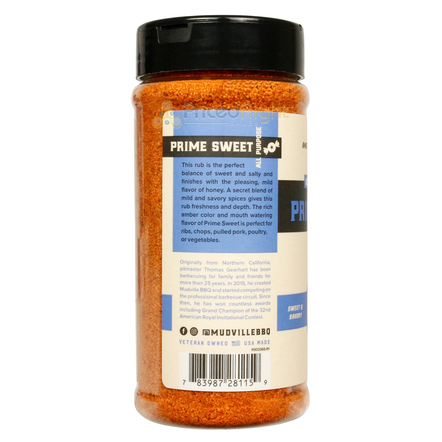 Mudville BBQ Prime Sweet All Purpose Rub Sweet & Savory No MSG Gluten Free 12oz