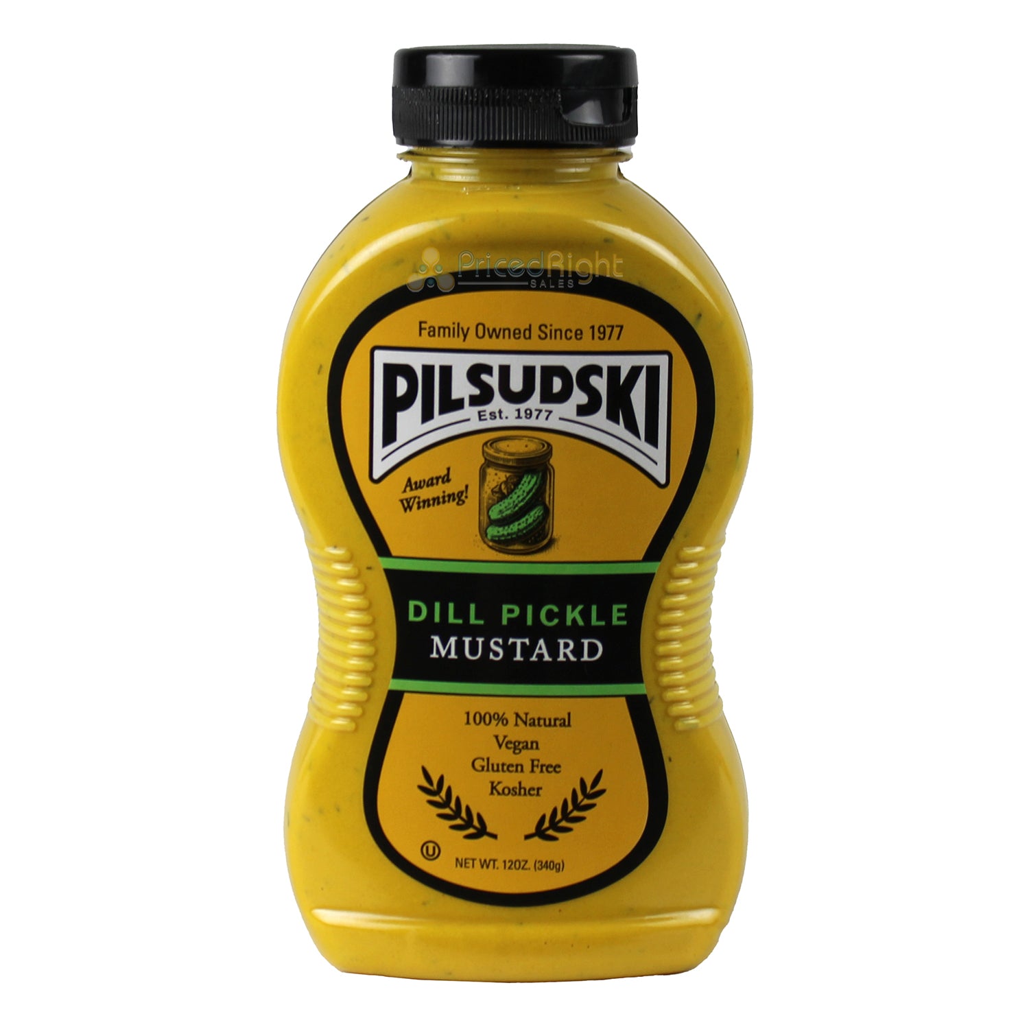 Pilsudski Dill Pickle Mustard with Garlic 12 oz Gluten Free Vegan Kosher