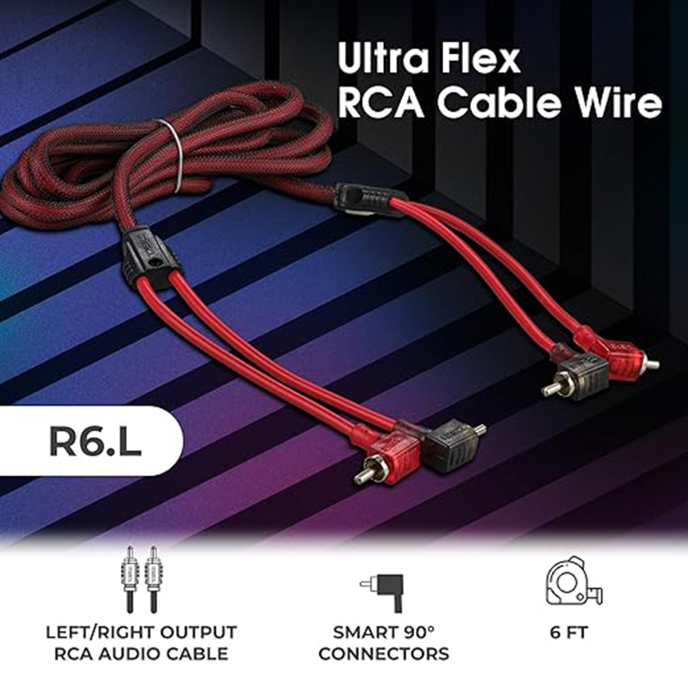 DS18 2 Channel RCA Cable 6 Ft 100% OFC 90 Degree Ends Dual Twist Wire R6.L