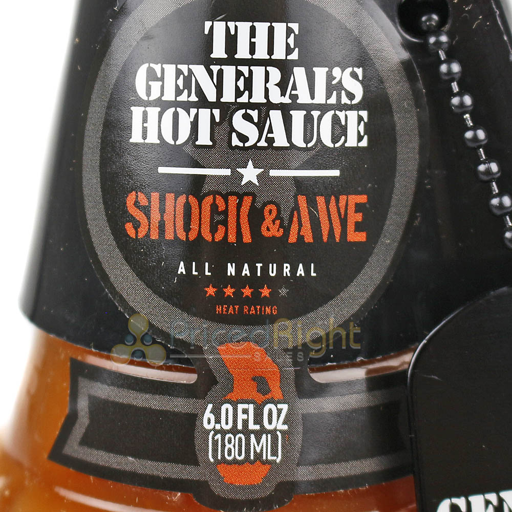 The Generals Hot Sauce Shock and Awe 6 Oz All Natural Louisiana-Grown 00012
