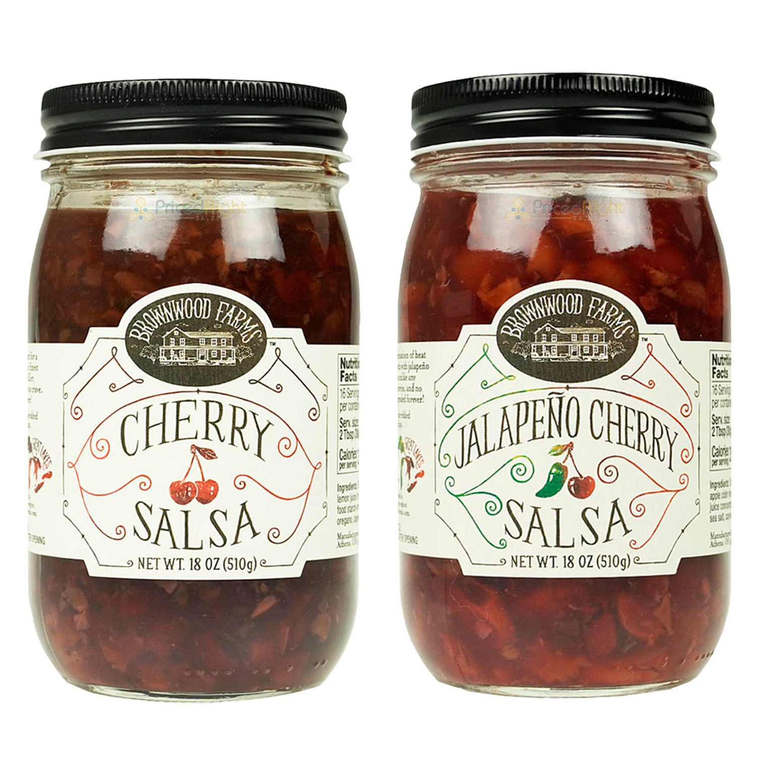 Brownwood Farms Cherry & Jalapeno Cherry Fruit Salsa Two Pack Vegan 18 oz Jars