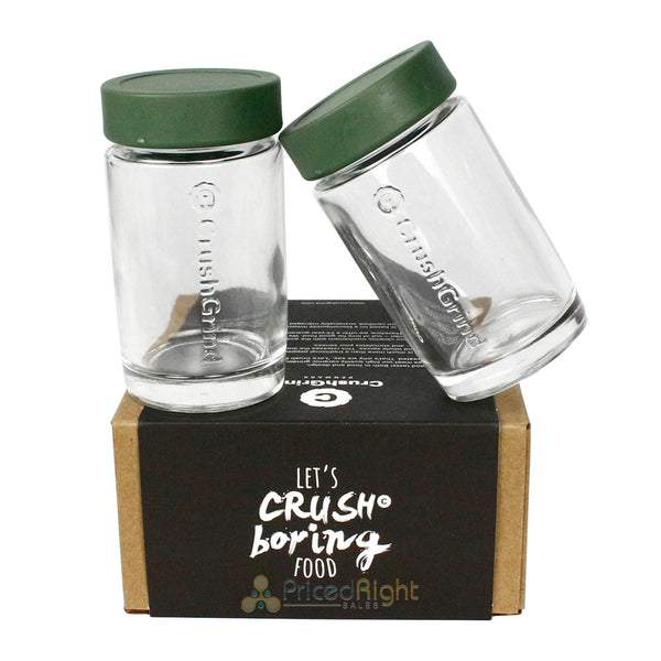 CrushGrind Vaasa Glass Spice Jars Biocomposite Screw On Lid 2 Pc Green —  The Big BBQ Co.