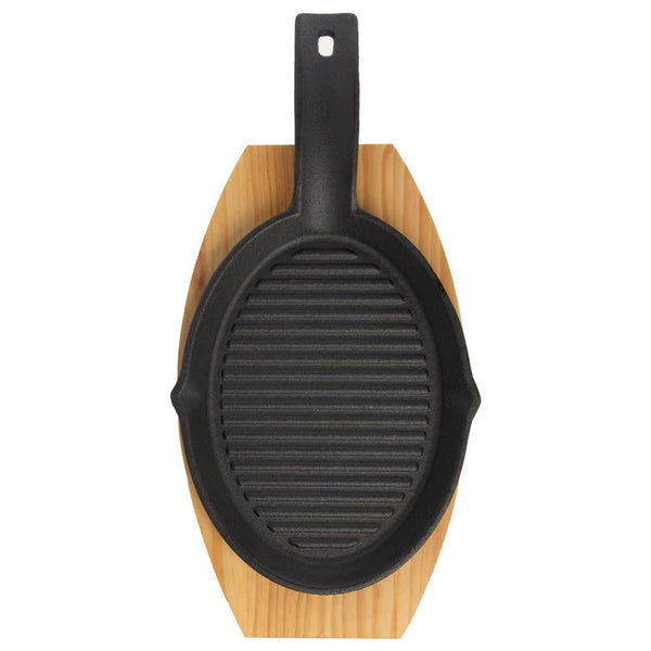 Mr Bar-B-Q Cast Iron Fajita Skillet and Platter Set 06108Y