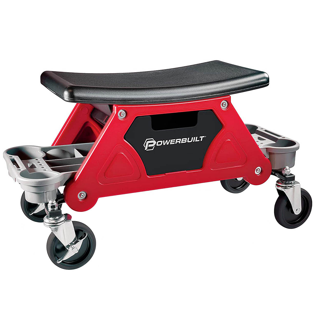 Powerbuilt 18x10" Heavy Duty Rolling Garage Work Seat with Storage Trays 240036