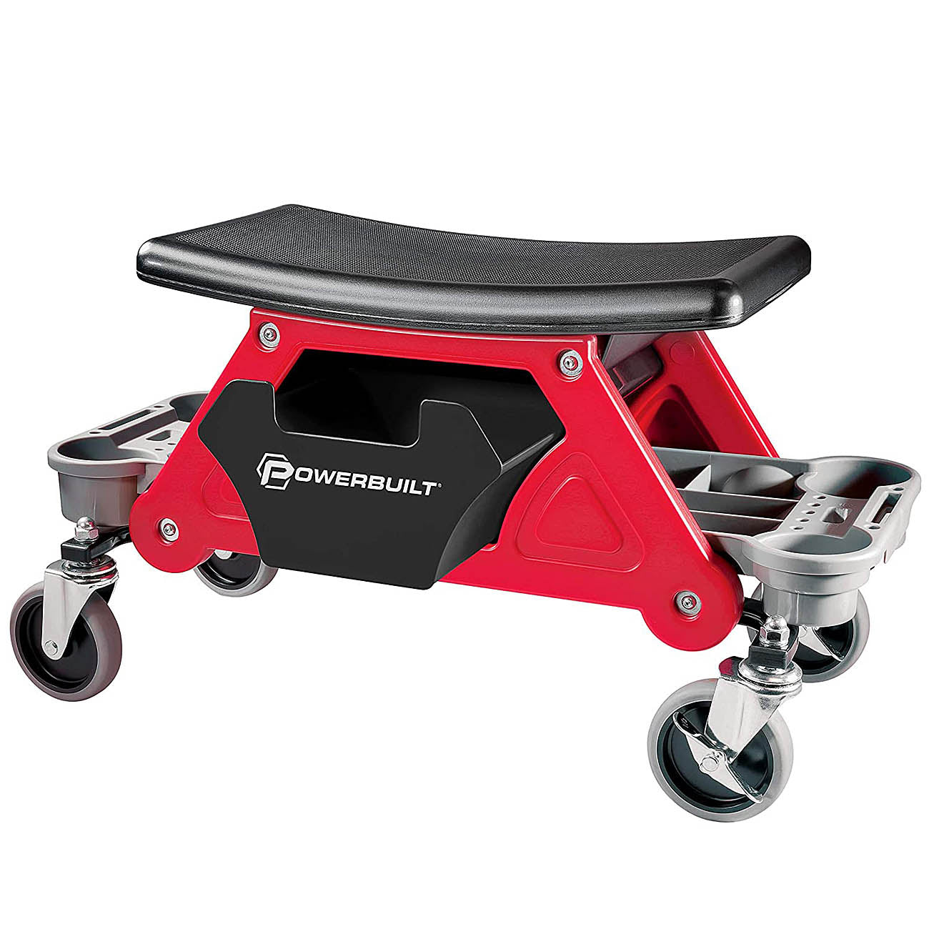 Powerbuilt 18x10" Heavy Duty Rolling Garage Work Seat with Storage Trays 240036
