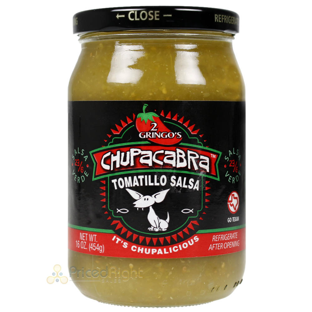 2 Gringos Chupacabra Salsa Verde 16 Oz Tomatillo Jalapenos Garlic Onion Single