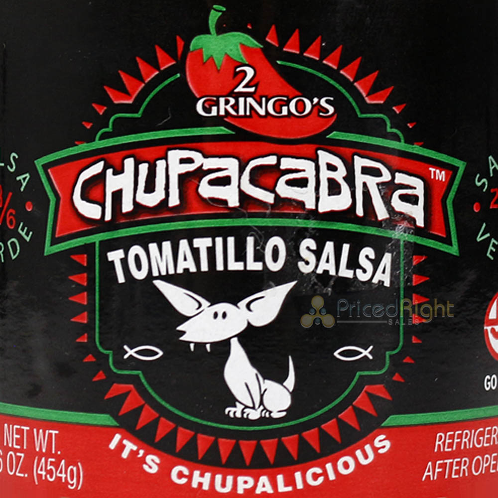 2 Gringos Chupacabra Salsa Verde 16 Oz Tomatillo Jalapenos Garlic Onion Single