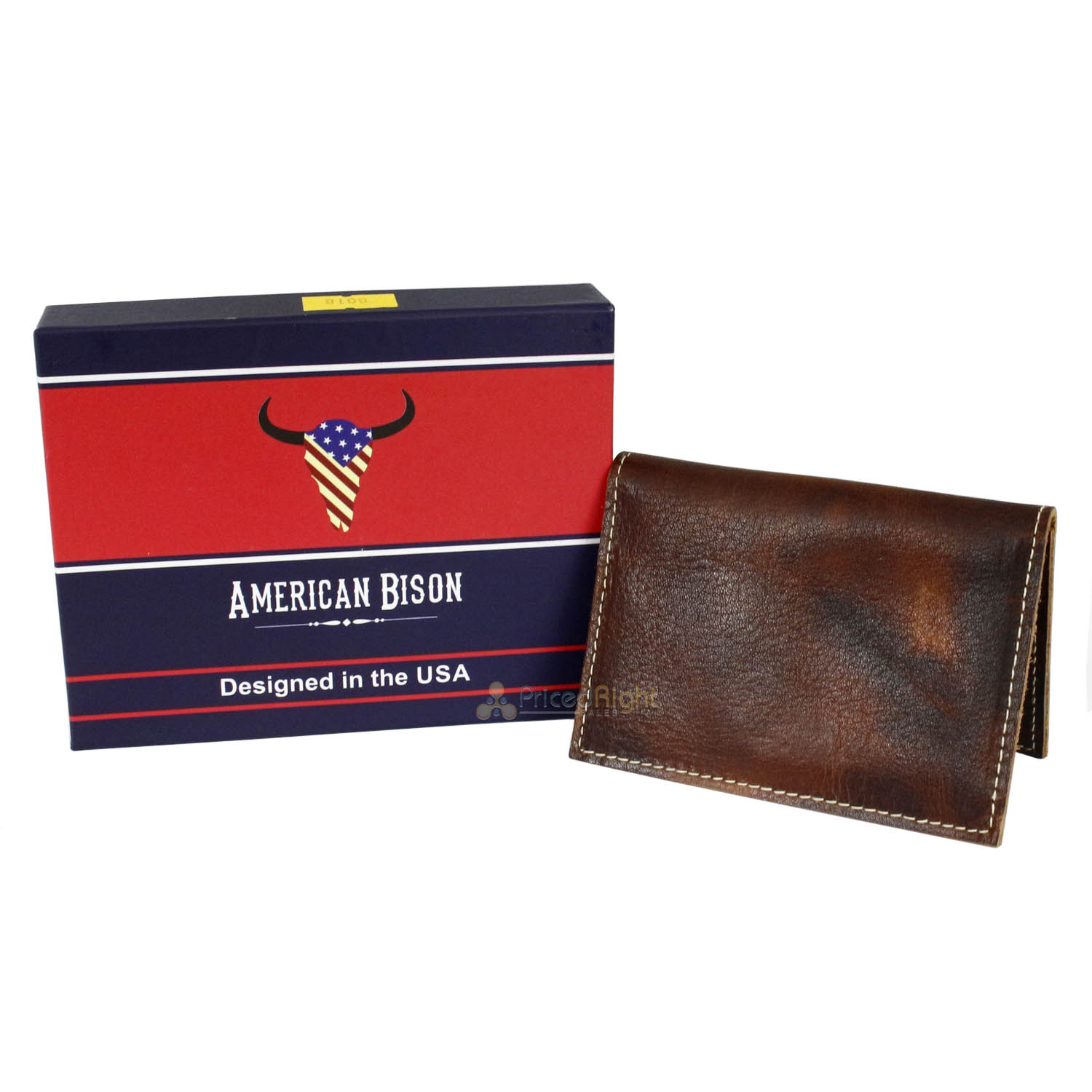 Leather Impressions RFID Hunter Leather Slim Bifold Card Case American Bison
