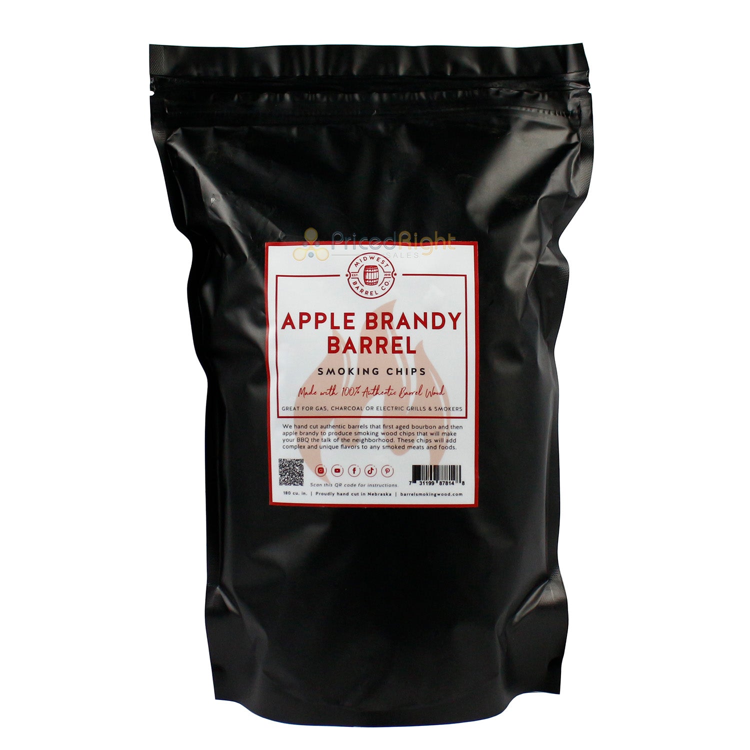 Midwest Barrel Company Genuine Apple Brandy Barrel BBQ Smoking Wood Chips