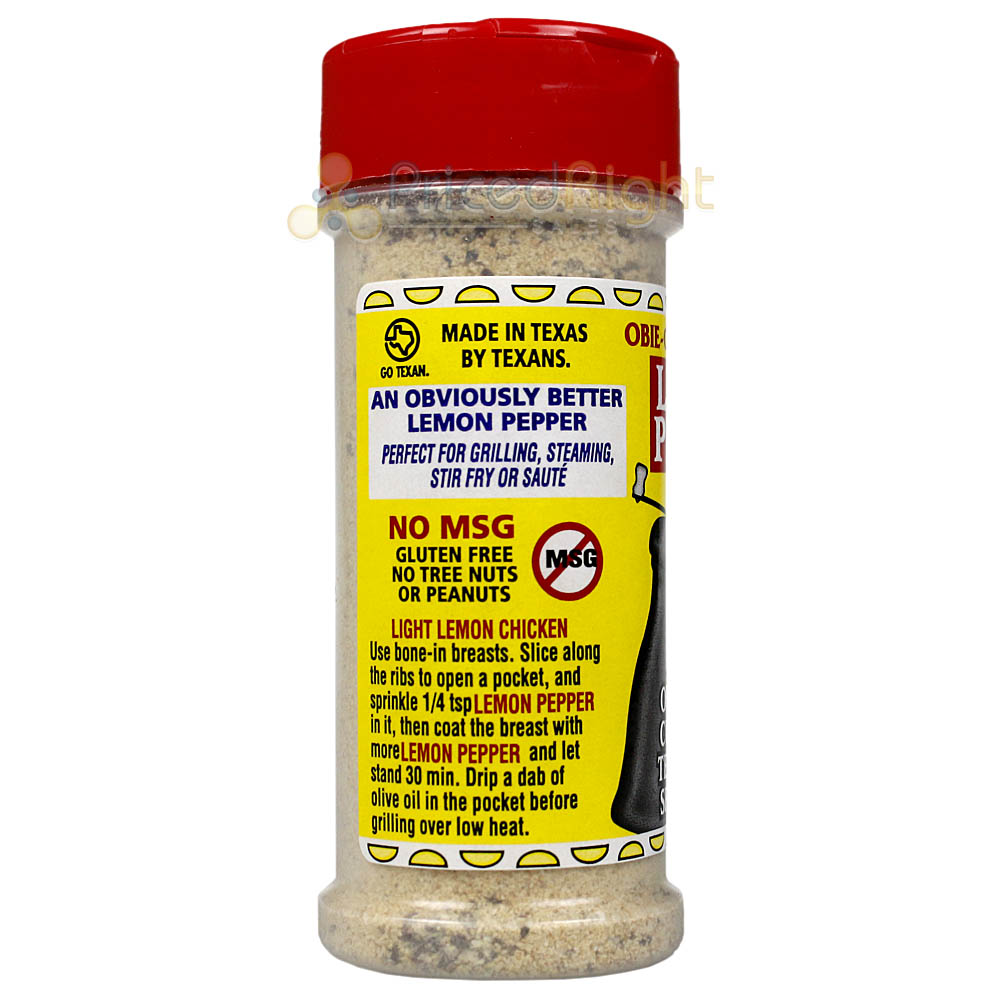 Obie Cue's Lemon Pepper Seasoning Low Sodium Poultry Fish Gluten Free 4.8 Oz