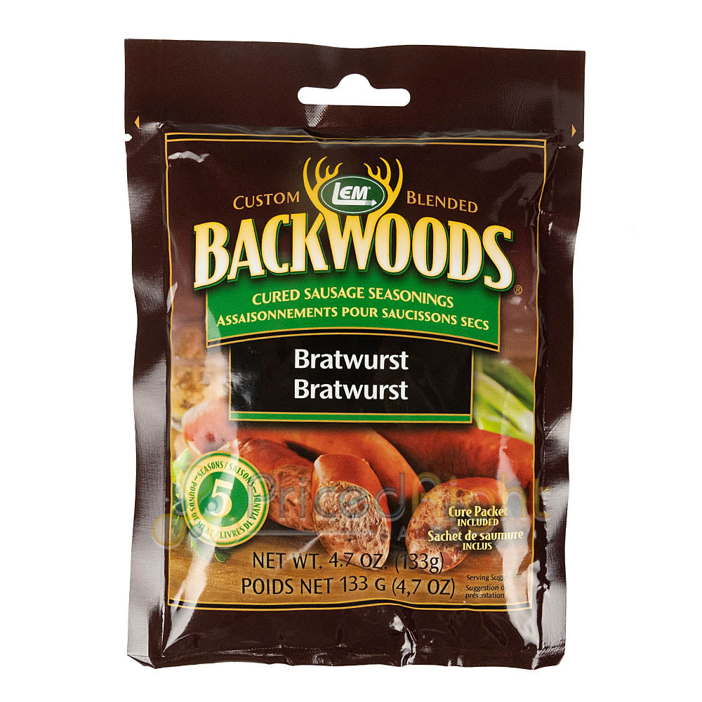 Bratwurst Cured Sausage Seasoning 4.7 oz Seasons 5 lbs of Meat Backwoods 9275