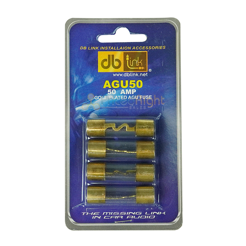 DB Link 50 Amp Golden Finish AGU Fuse Car Audio Replacement 4 Pc. Pack AGU50