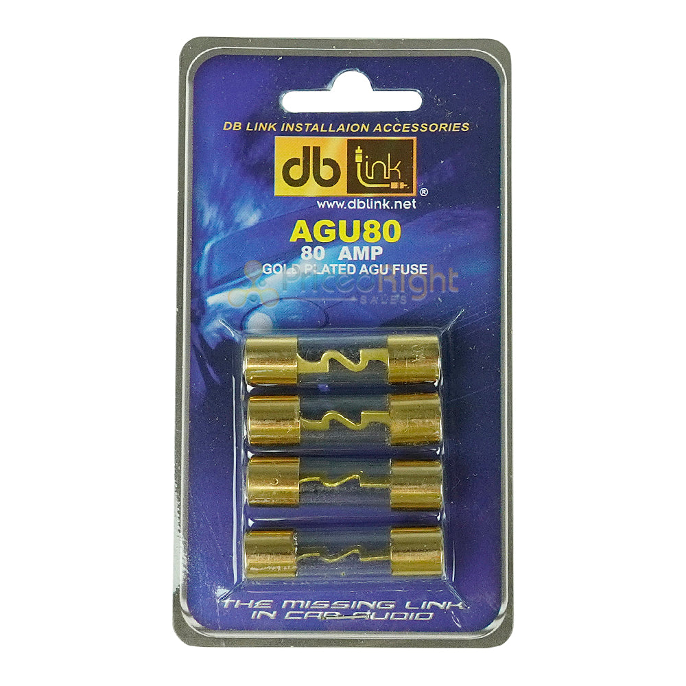 DB Link 80 Amp Golden Finish AGU Fuse Car Audio Replacement 4 Pc. Pack AGU80