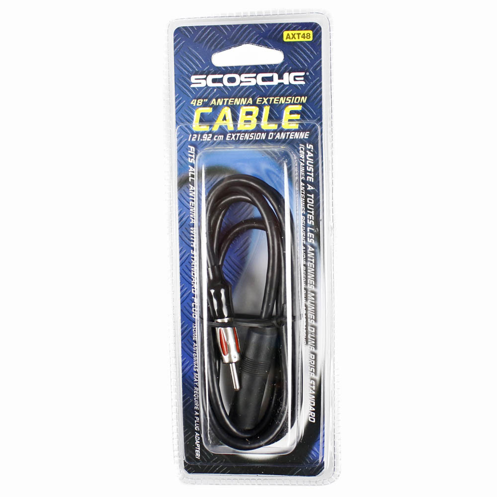 48" 4' Antenna Extension Cord Adapter Cable Male Female Car Audio AM FM Radio