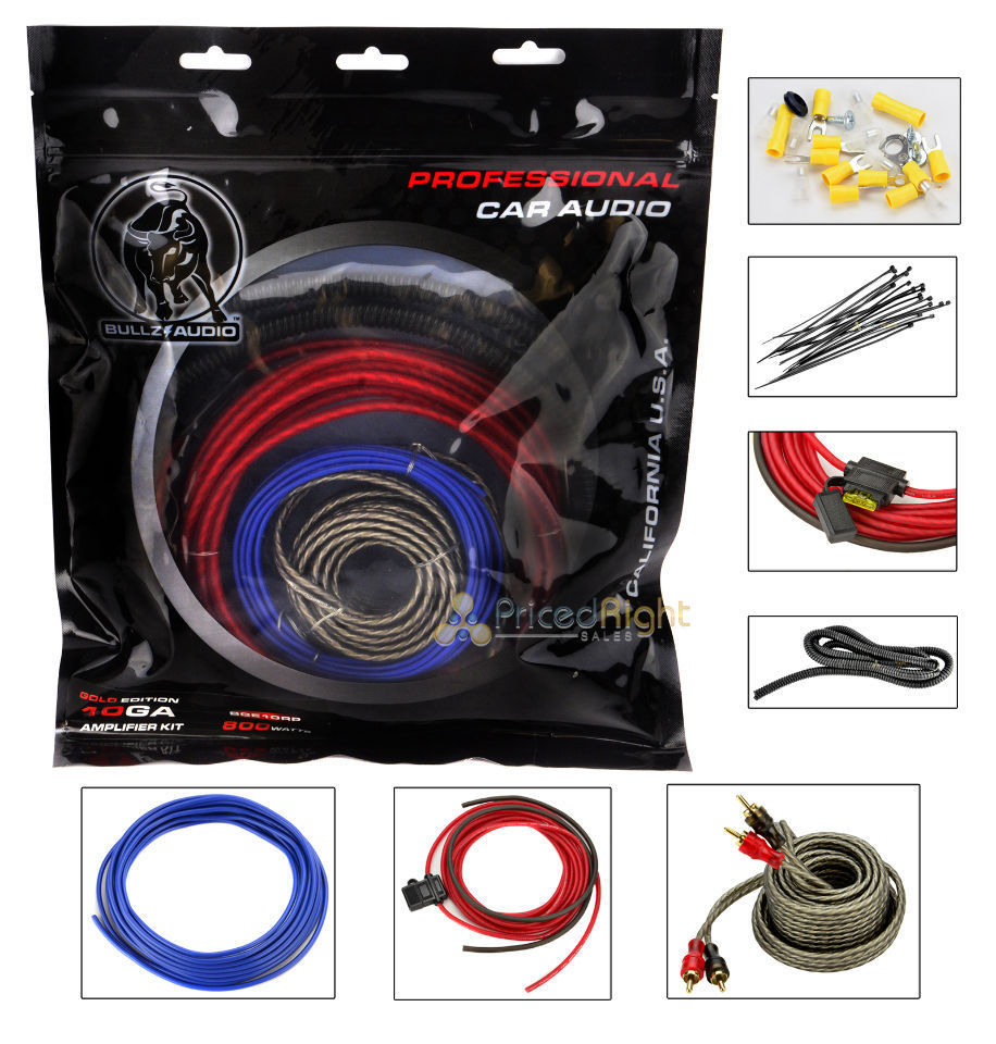 Bullz Audio 10 Gauge 800 Watt Amplifier Amp Wiring Kit BGE10RP EPAK10R Car Audio