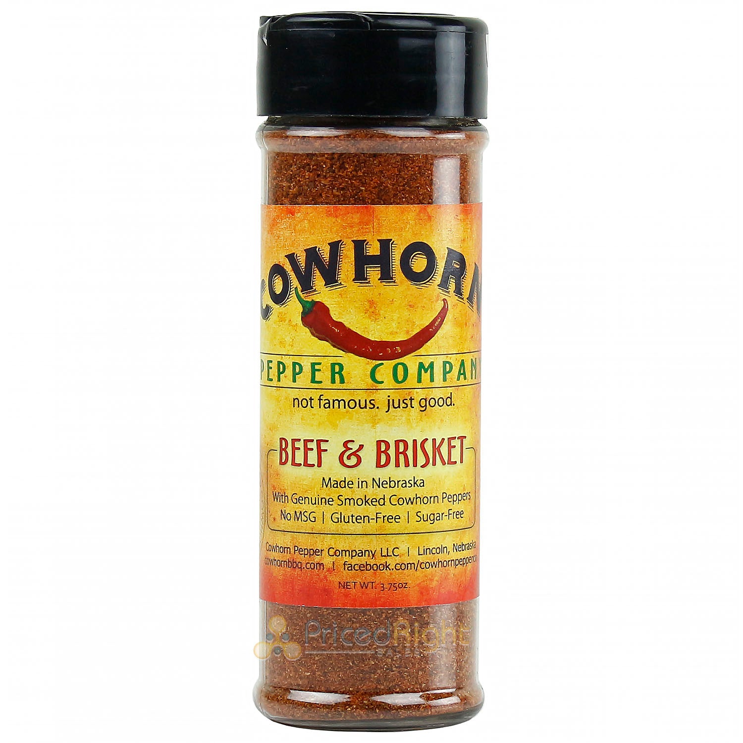 3.75 oz Cowhorn Pepper Company Beef & Brisket Seasoning No MSG Gluten Sugar Free