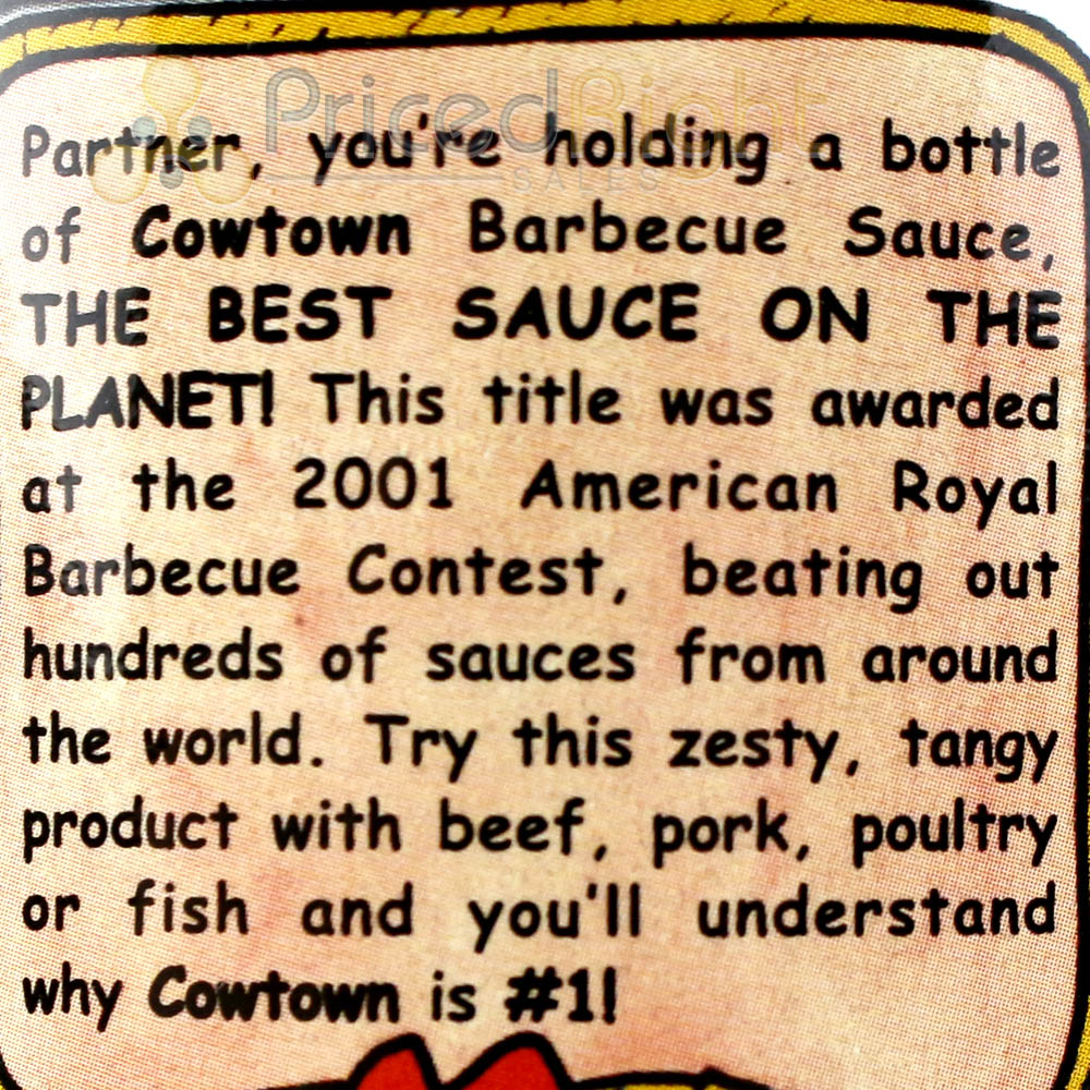 Original Barbecue Sauce 18 Oz Kansas City Style Award Winning Recipe Cowtown