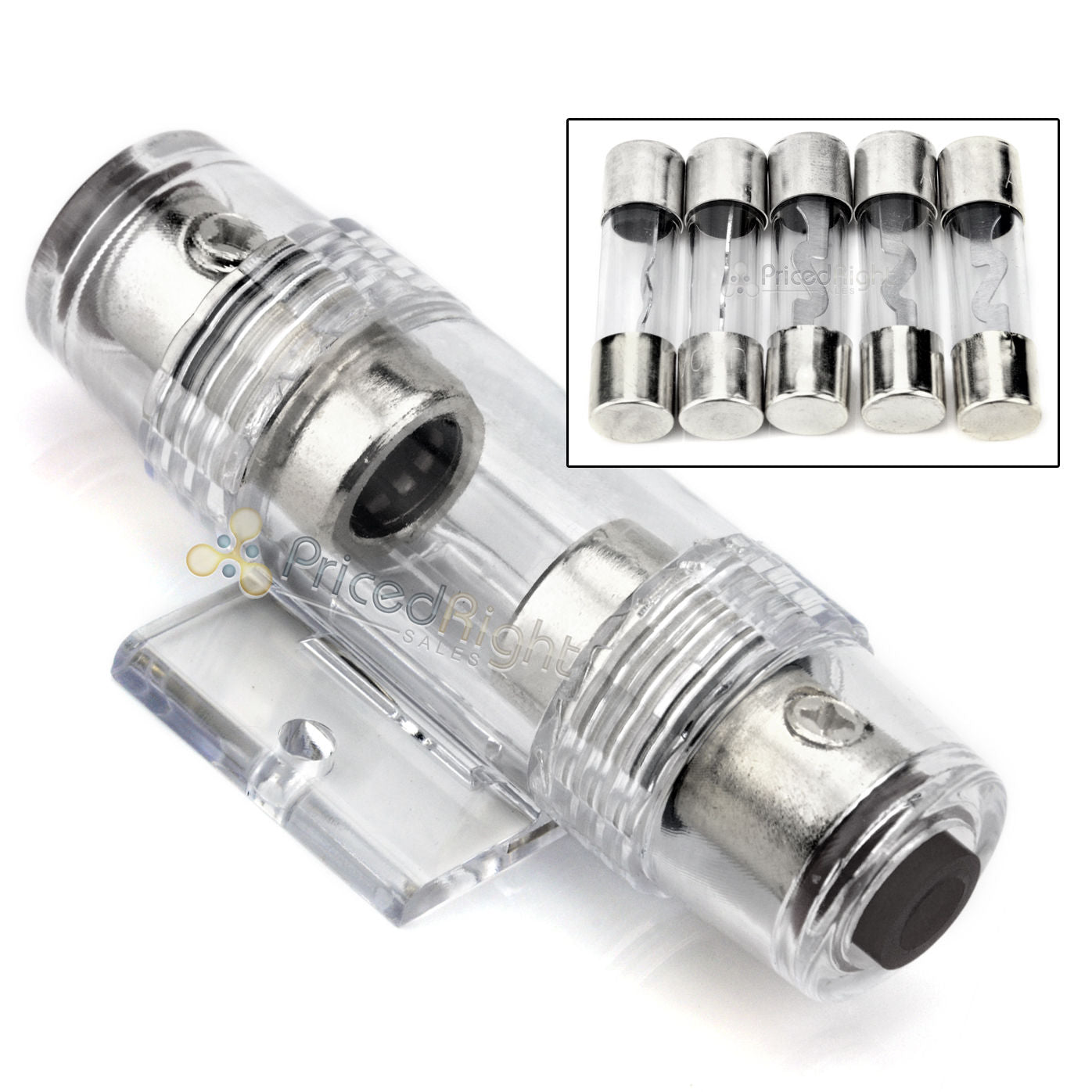 High Quality In-line 4 or 8 Gauge AGU Fuse Holder + 5 Pack 30 AMP AGU Fuses