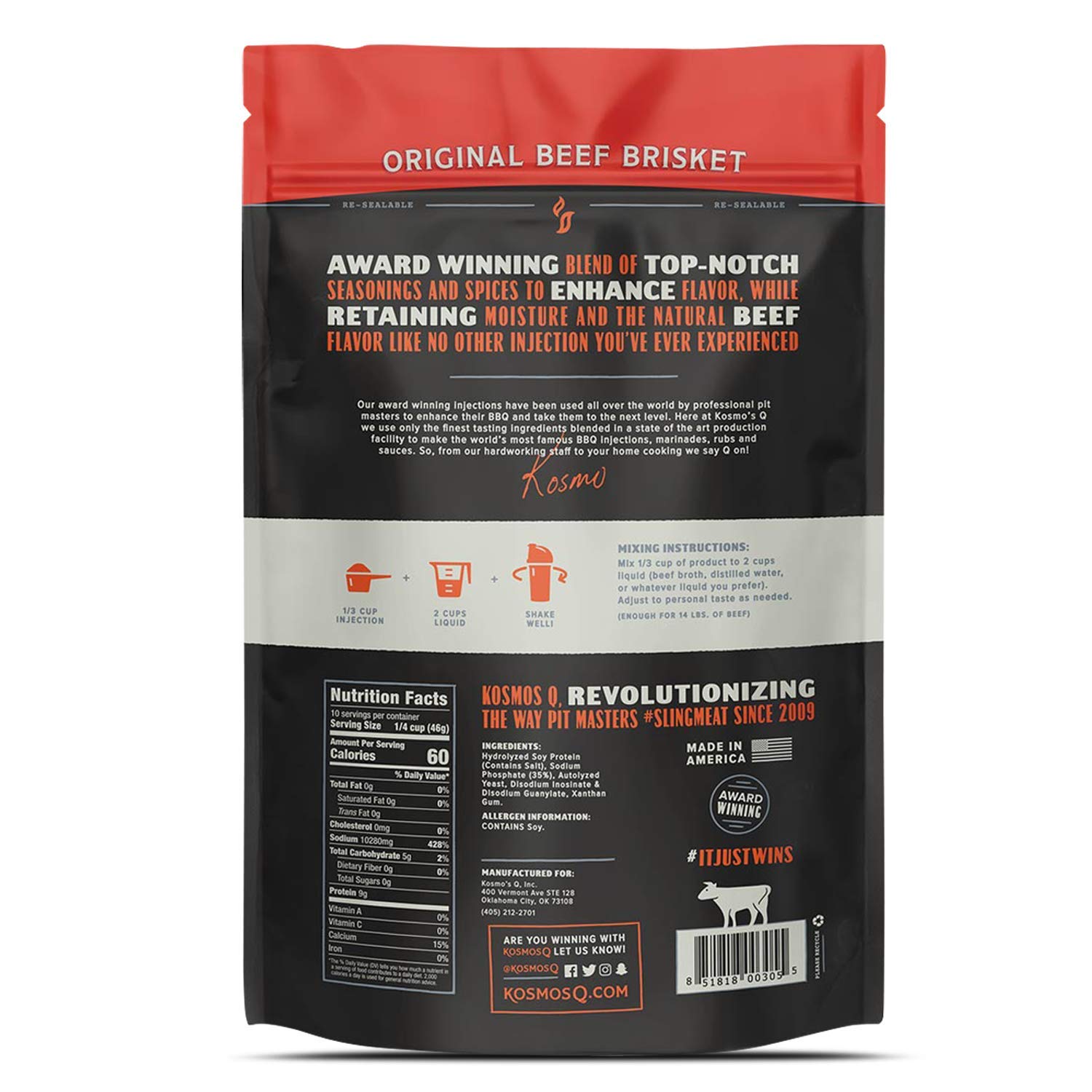 Kosmos Q Original Beef Brisket Injection 16 Oz Mix KOS-BFINJ
