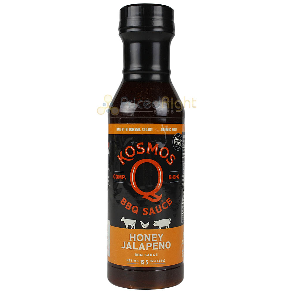Kosmos Honey Jalapeno BBQ Sauce Sweet and Spicy 15.5 oz. Bottle