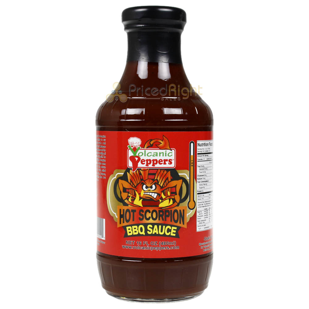 Volcanic Peppers Hot Scorpion BBQ Sauce 16 Oz Bottle Ghost and Scorpion LAVAHSB