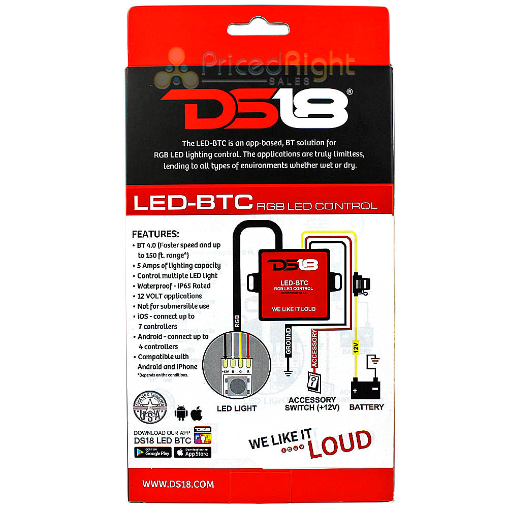 DS18 RGB LED Bluetooth 4.0 Controller Light iOS Android iPhone LED-BTC IP65