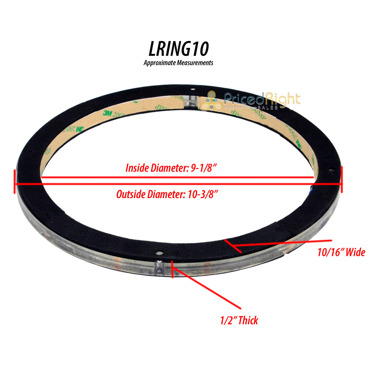 (2) 10 " Waterproof RGB LED Speaker Rings 1/2" Spacer DS18 LRING10 Accent