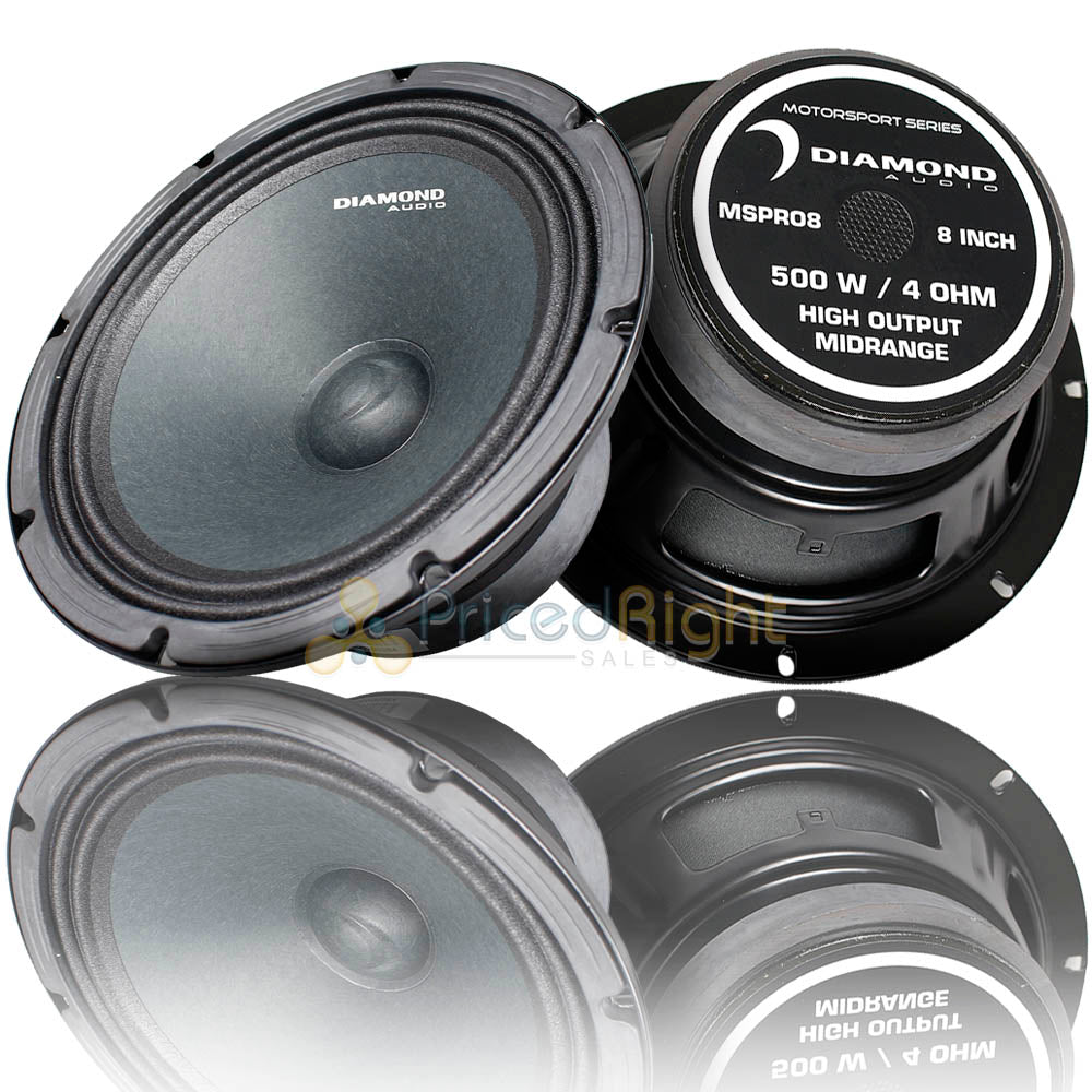Diamond Audio 8" Mid Range Speaker 500 Watts RMS Power Pro Style Pair MSPRO8
