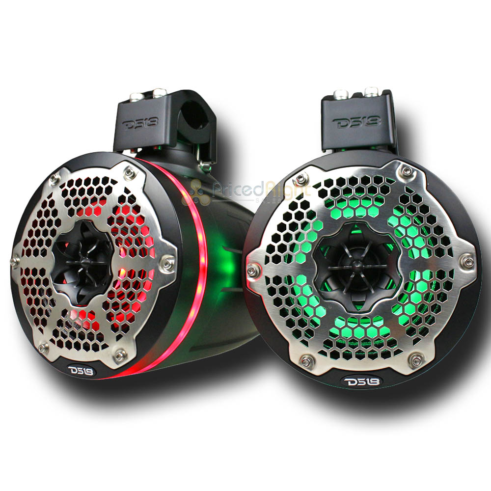 DS18 6.5" Marine Tower Speakers 450W with Passive Radiator RGB NXL-X6TPNEO/BK