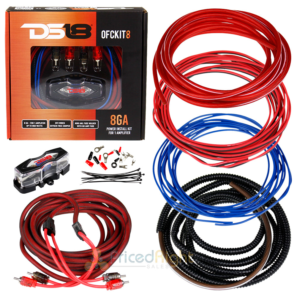 DS18 8 Gauge OFC Copper Wiring Kit Amplifier Installation Car Audio OFCKIT8