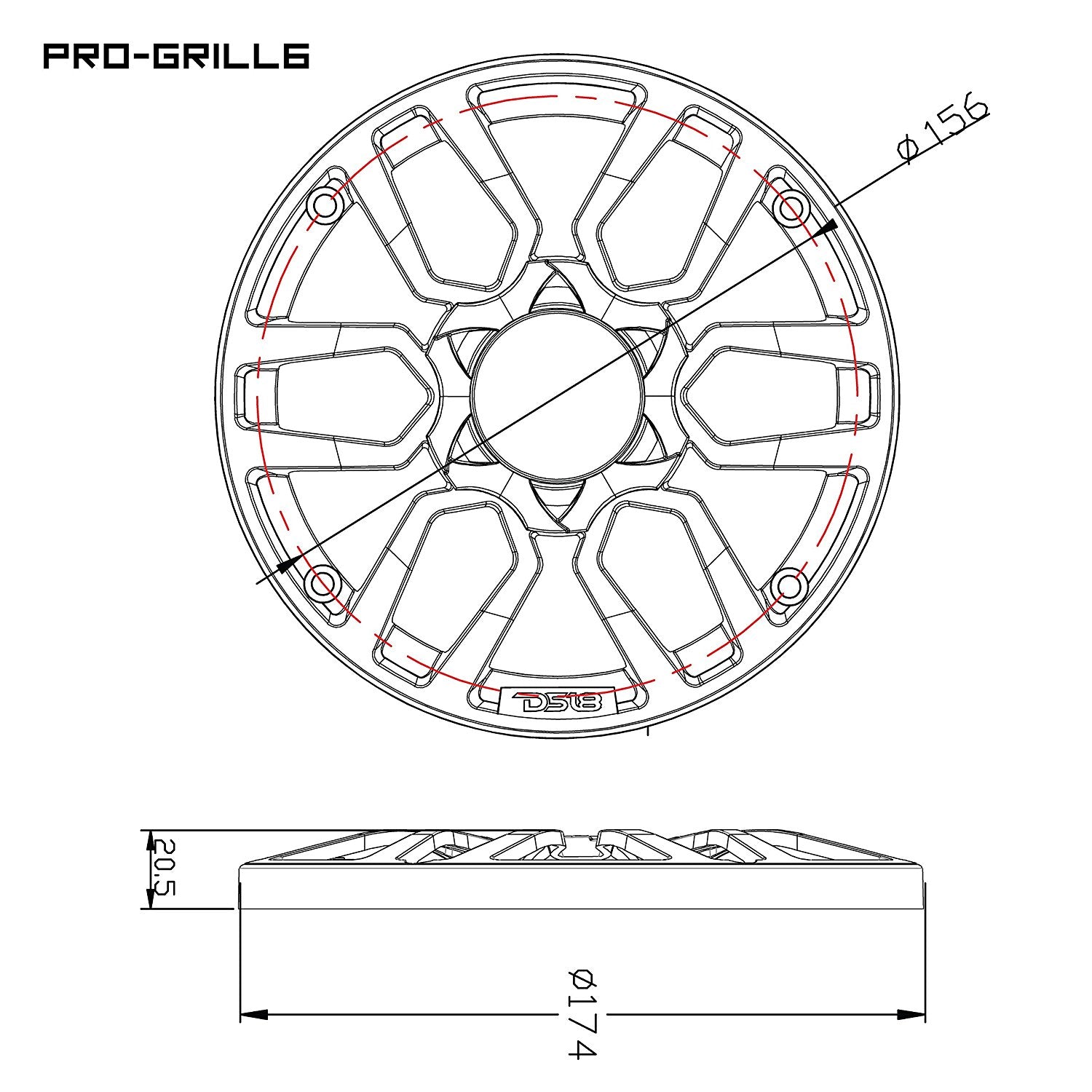 DS18 PRO Universal 6.5" Inch Plastic Speaker Grill Cover Red Set of 2