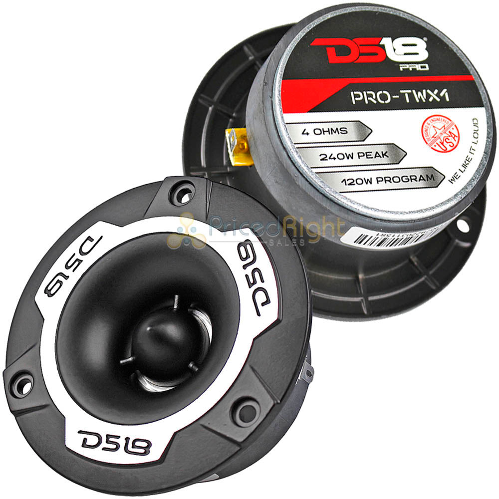 DS18 Aluminum Super Bullet Tweeter 240W Max with Built in Crossover Pair Silver