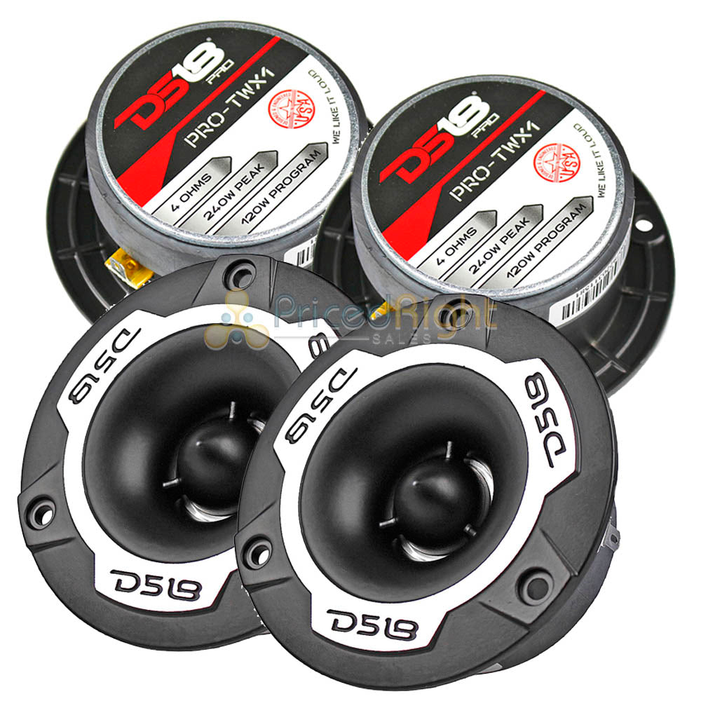 4 DS18 Aluminum Super Bullet Tweeters Silver 240W Max Built in Crossover 2 Pair