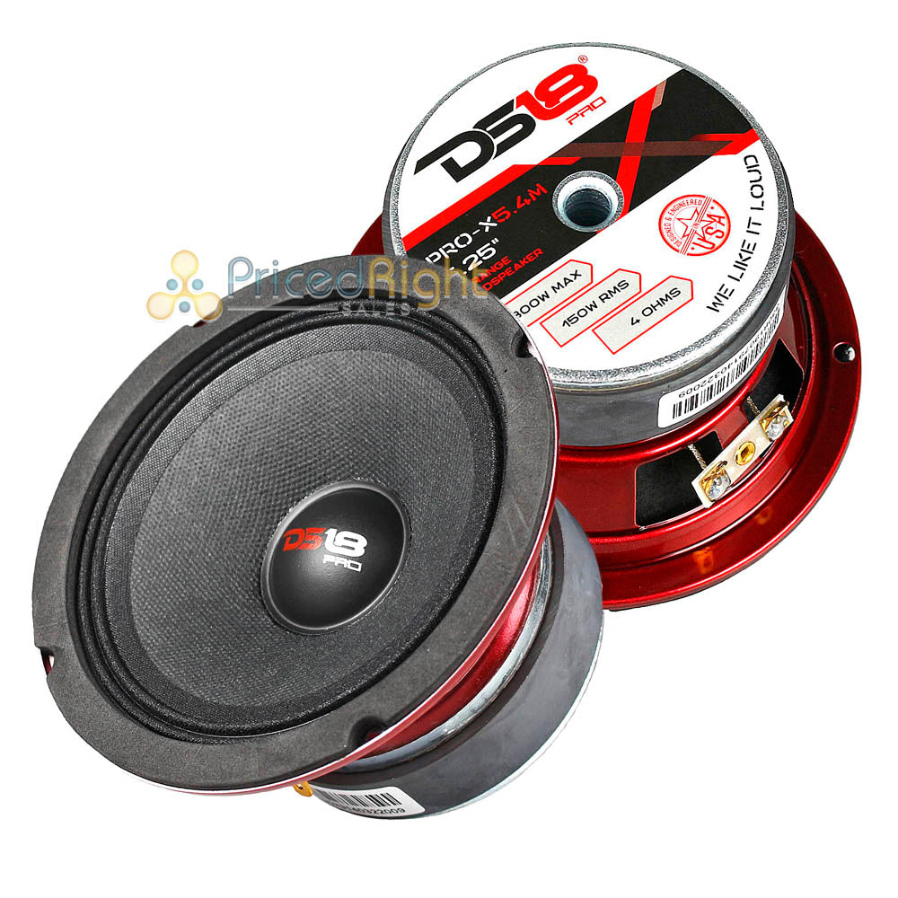 2 Pack DS18 5.25" Midrange Speaker 300 Watts Max Power 4 Ohm Car Audio Pro-X5.4M