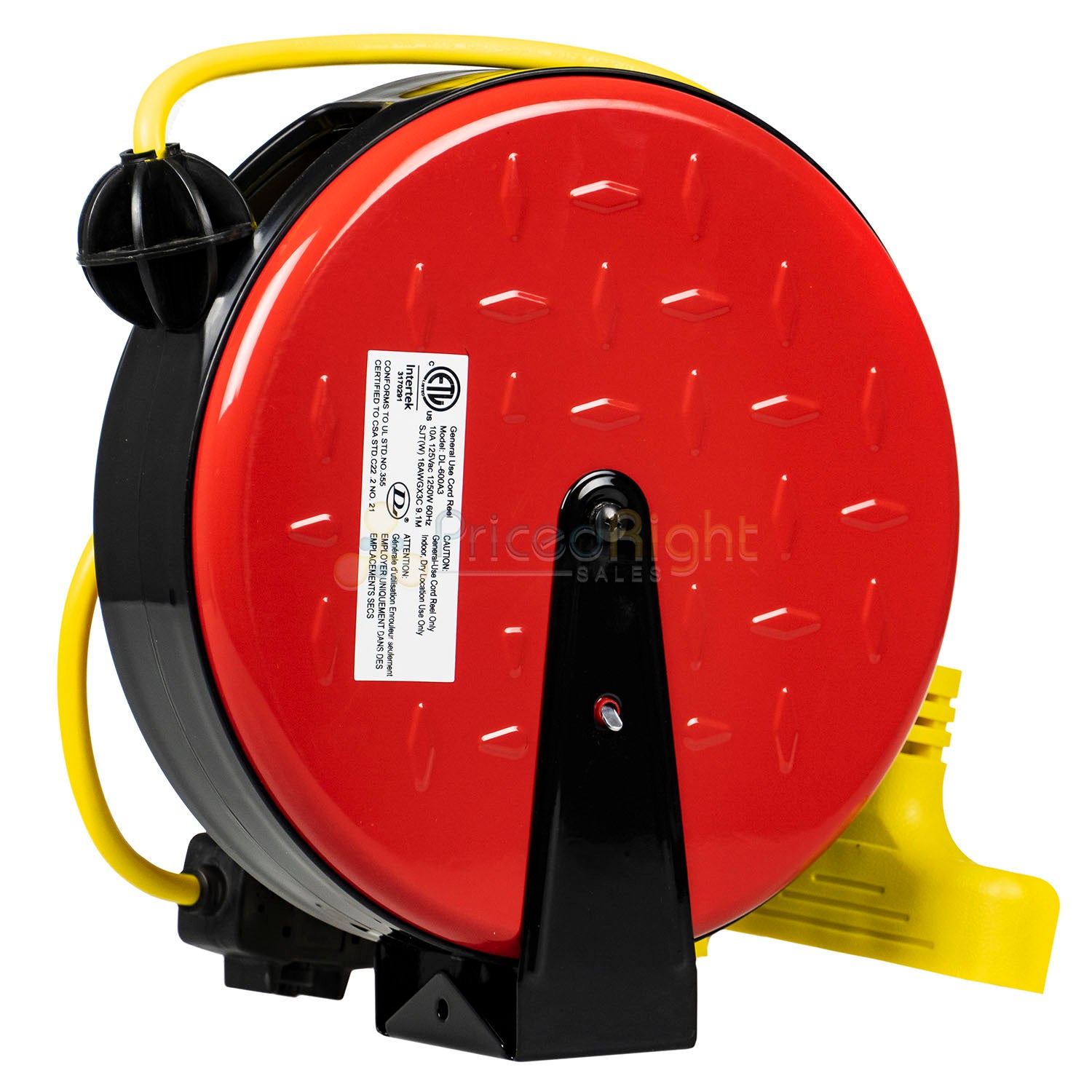 30 Ft Retractable Extension Cord Reel 3 Outlets 16/3 SJTW Cord Metal Reelworks