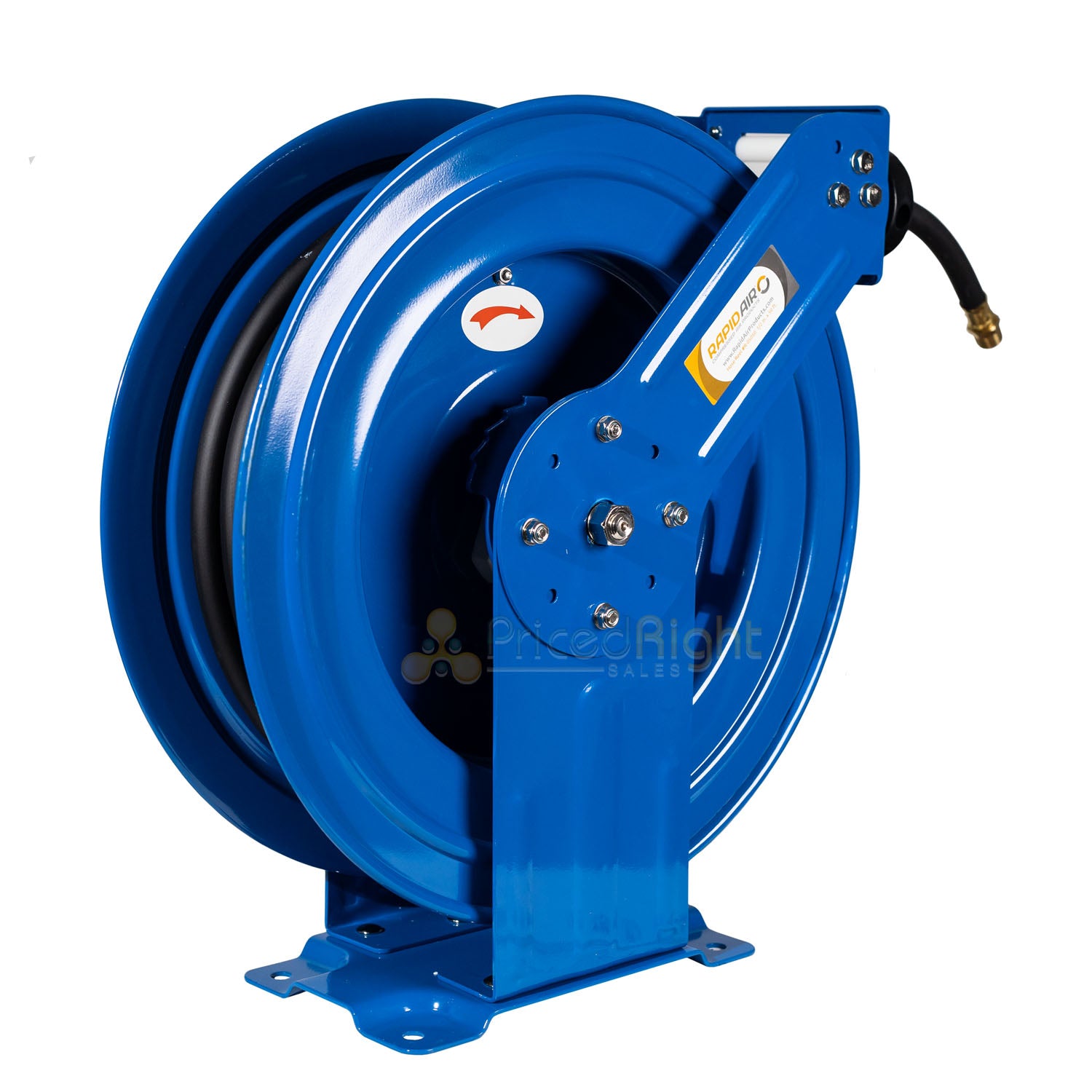 Rapidair 1/2" x 50' Dual Arm Steel Hose Reel 1/2" Inlet and Outlet R-05050