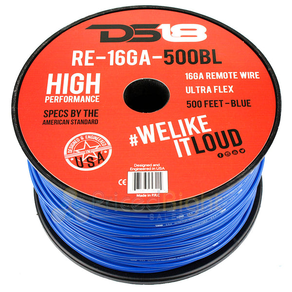 16 Gauge Car Audio Primary Wire – 500ft Spool (Red & Black), For Power, Ground, Remote Connections