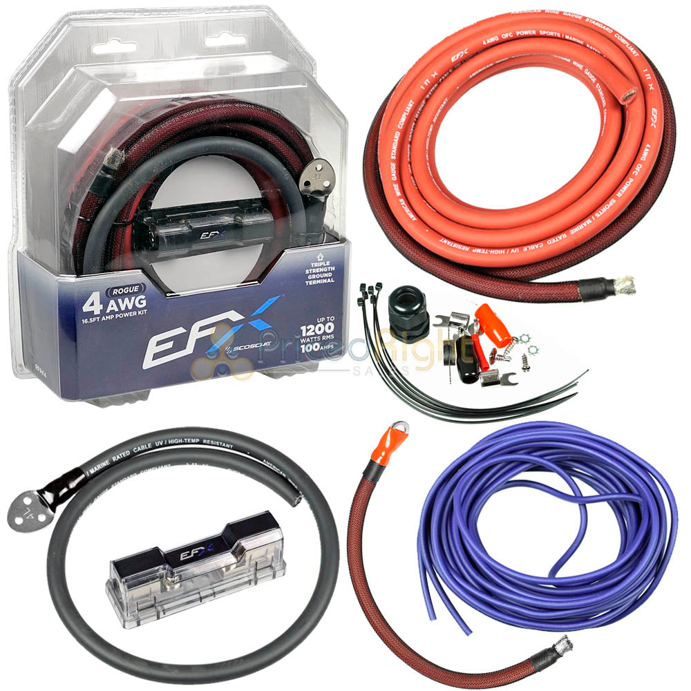 Rogue 16.5ft 4 Gauge Amplifer Install Wiring Kit OFC Wiring Rogue Series RPAK4