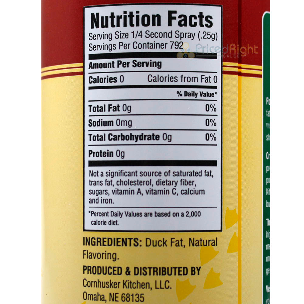 Cornhusker Kitchen Gourmet Duck Fat Cooking Oil Spray Non Stick Spray 7 Oz 00160